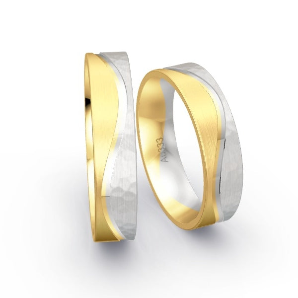 Trauringe Gelbgold 333 / Weissgold 333 ohne Steine GR15445