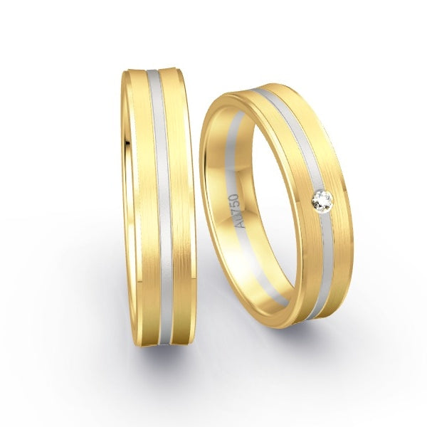 Trauringe Gelbgold 750 / Weissgold 750 mit 0.02 ct. Brillanten GR15478