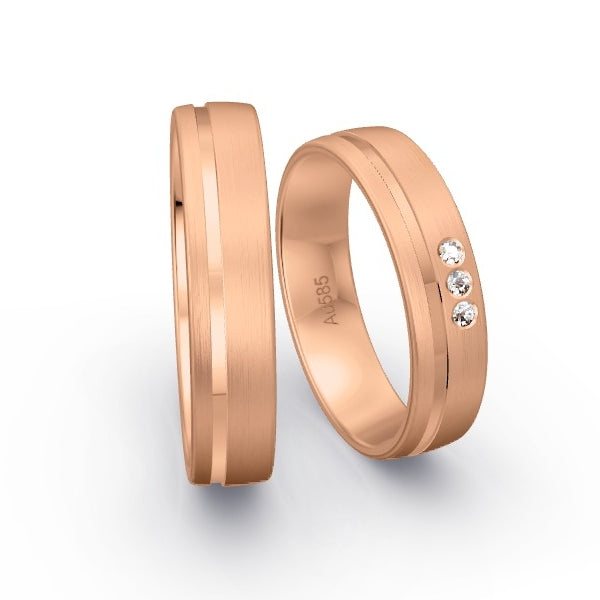 Trauringe Rotgold 585 mit 0.045 ct. Brillanten GR15484