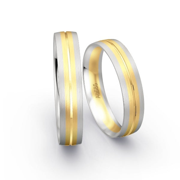 Trauringe Weissgold 585 / Gelbgold 585 ohne Steine GR15504