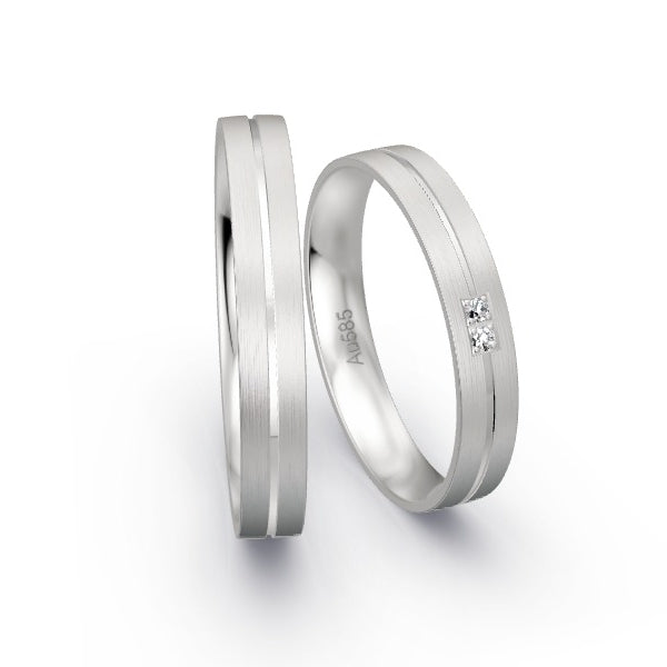 Trauringe Weissgold 585 mit 0.02 ct. Brillanten GR15527