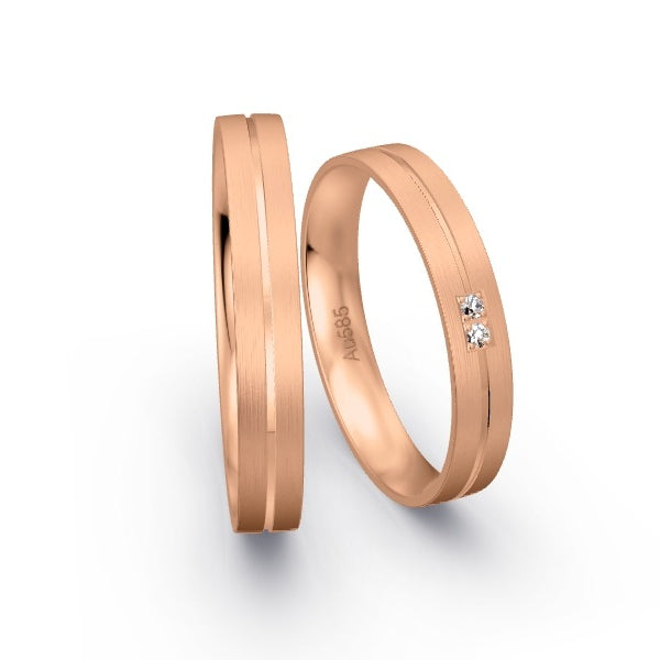 Trauringe Rotgold 585 mit 0.02 ct. Brillanten GR15529
