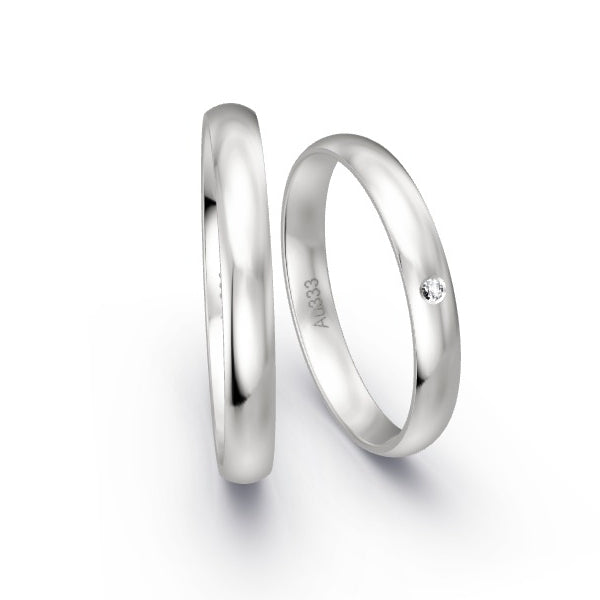Trauringe Weissgold 333 mit 0.01 ct. Brillanten GR15533