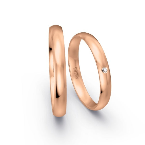 Trauringe Rotgold 585 mit 0.01 ct. Brillanten GR15538