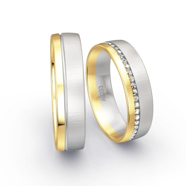 Trauringe Gelbgold 333 / Weissgold 333 mit 0.24 ct. Brillanten GR15545