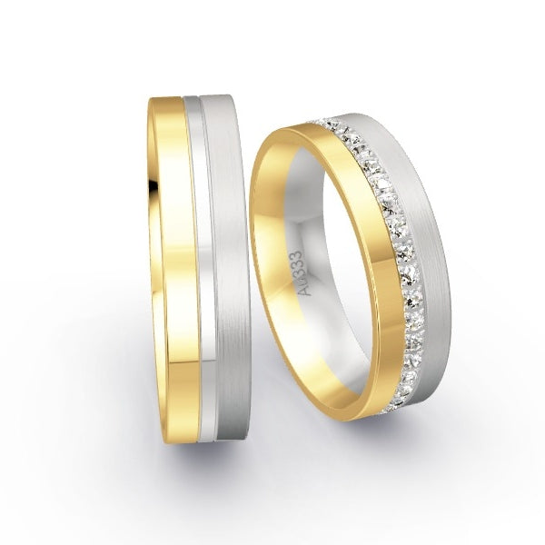Trauringe Gelbgold 333 / Weissgold 333 mit 0.4 ct. Brillanten GR15554