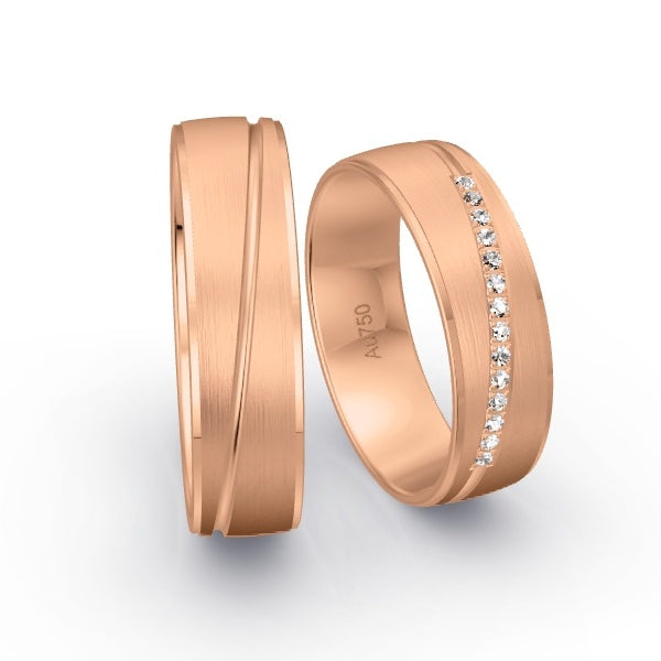 Trauringe Rotgold 750 mit 0.07 ct. Brillanten GR15574