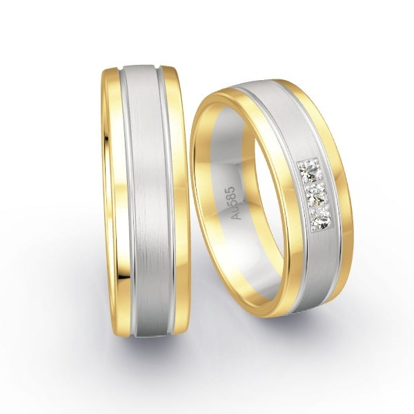 Trauringe Gelbgold 585 / Weissgold 585 mit 0.09 ct. Brillanten GR15579