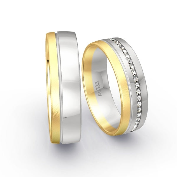 Trauringe Gelbgold 333 / Weissgold 333 mit 0.24 ct. Brillanten GR15599