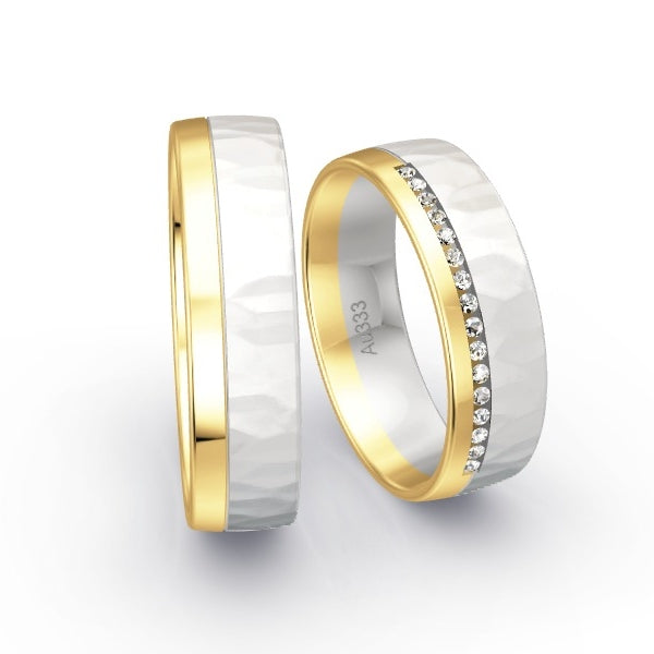 Trauringe Gelbgold 333 / Weissgold 333 mit 0.08 ct. Brillanten GR15613