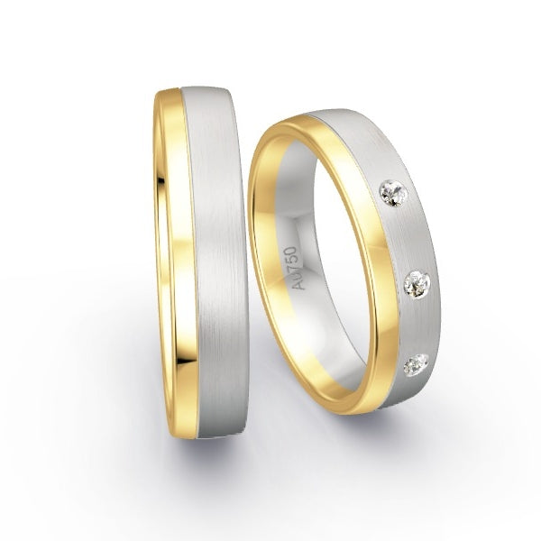 Trauringe Gelbgold 750 / Weissgold 750 mit 0.06 ct. Brillanten GR15652