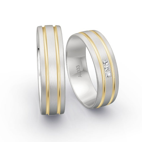 Trauringe Weissgold 333 mit 0.03 ct. Brillanten GR15657
