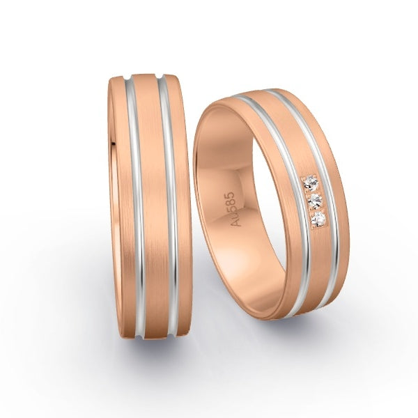 Trauringe Rotgold 585 mit 0.03 ct. Brillanten GR15662