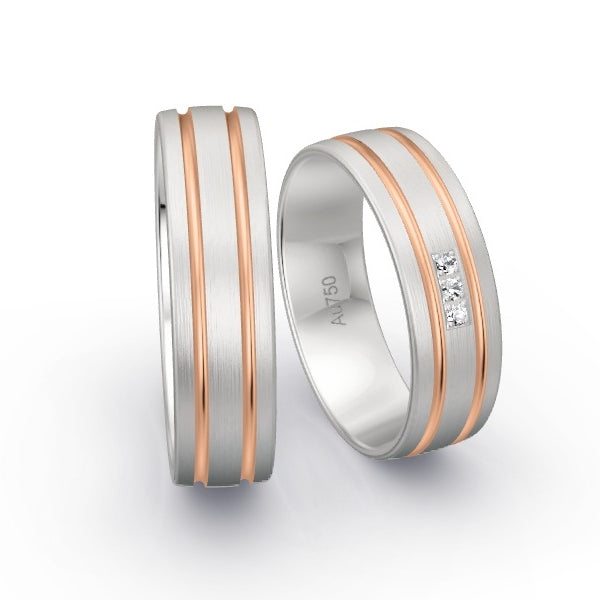 Trauringe Weissgold 750 mit 0.03 ct. Brillanten GR15667