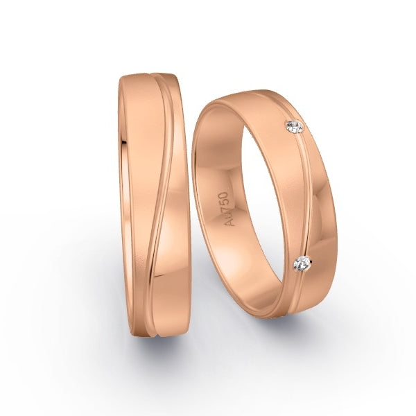 Trauringe Rotgold 750 mit 0.075 ct. Brillanten GR15676