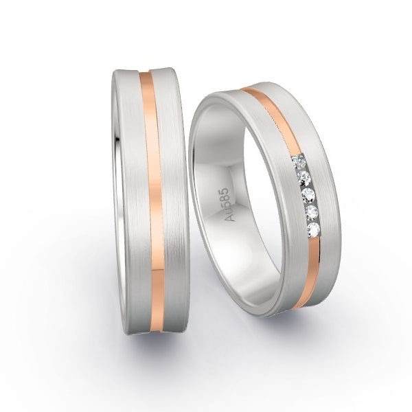 Trauringe Weissgold 585 mit 0.05 ct. Brillanten GR15683