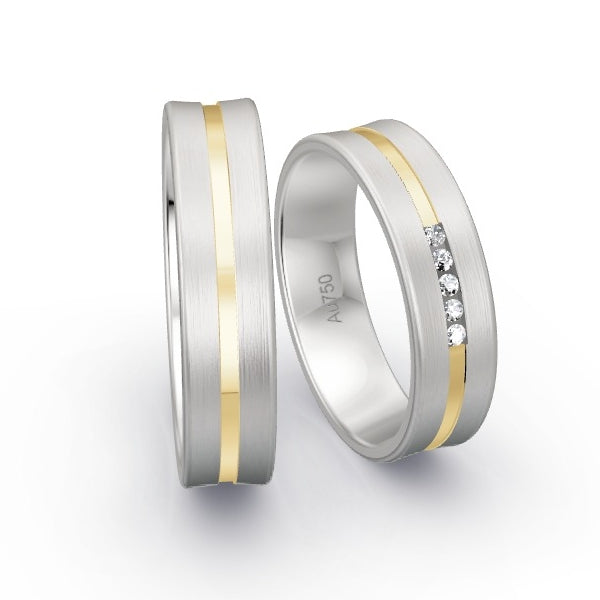 Trauringe Weissgold 750 mit 0.05 ct. Brillanten GR15685