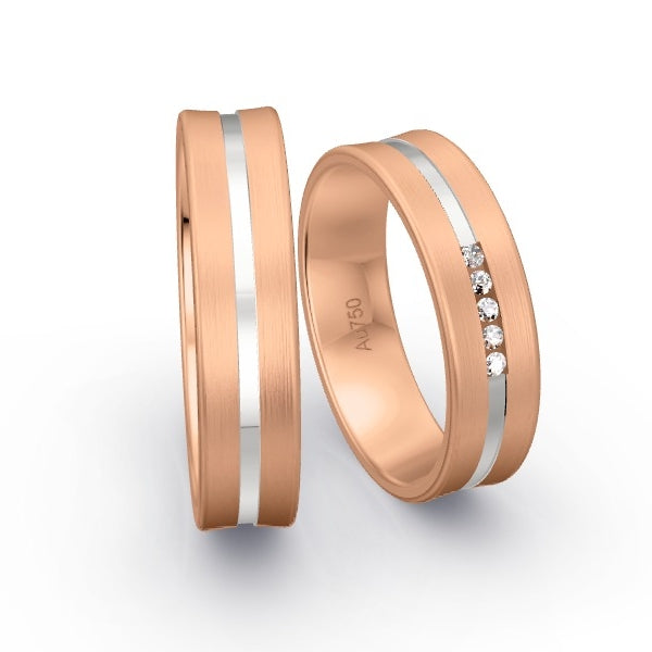 Trauringe Rotgold 750 mit 0.05 ct. Brillanten GR15688