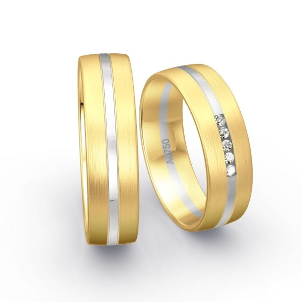 Trauringe Gelbgold 750 / Weissgold 750 mit 0.05 ct. Brillanten GR15697