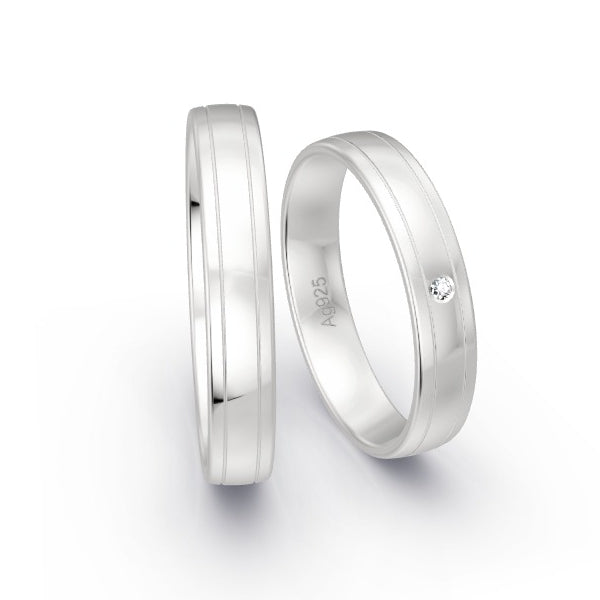 Trauringe Silber 925 mit 0.01 ct. Brillanten GR15753