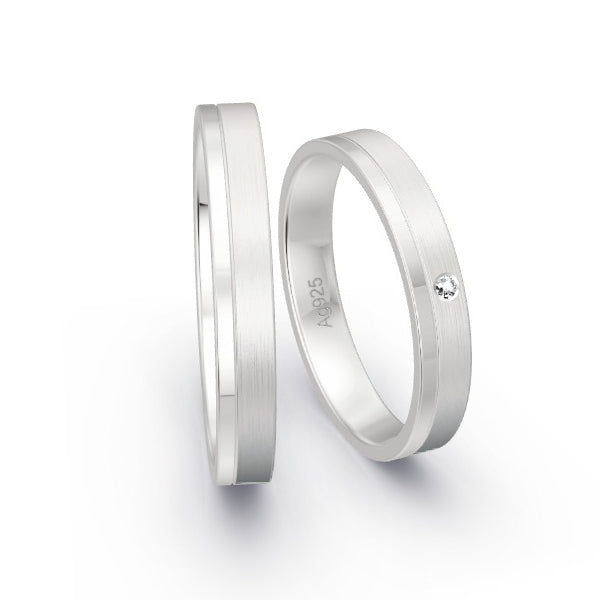 Trauringe Silber 925 mit 0.01 ct. Brillanten GR15756