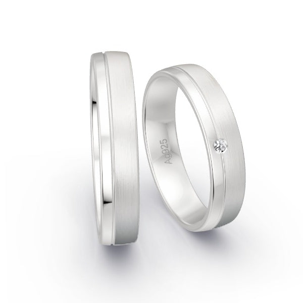 Trauringe Silber 925 mit 0.015 ct. Brillanten GR15757