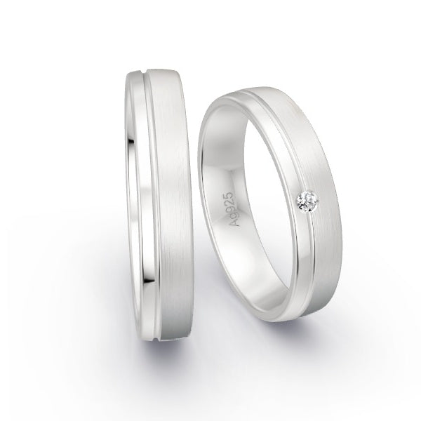 Trauringe Silber 925 mit 0.02 ct. Brillanten GR15758