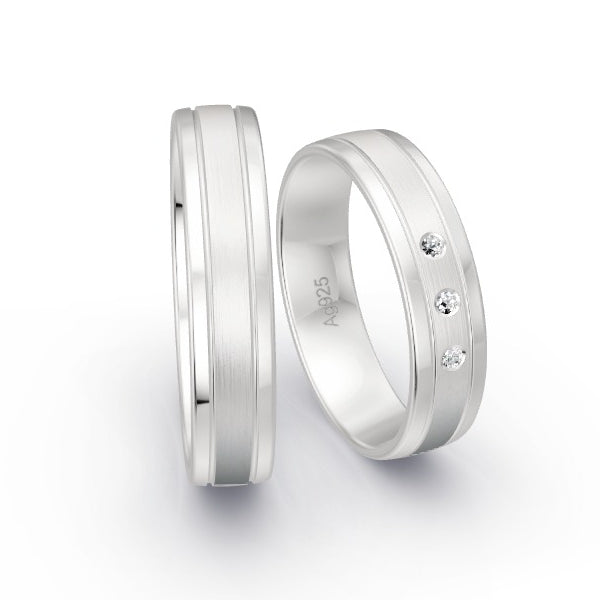 Trauringe Silber 925 mit 0.03 ct. Brillanten GR15760