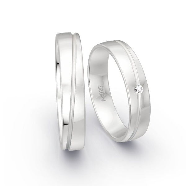 Trauringe Silber 925 mit 0.015 ct. Brillanten GR15762