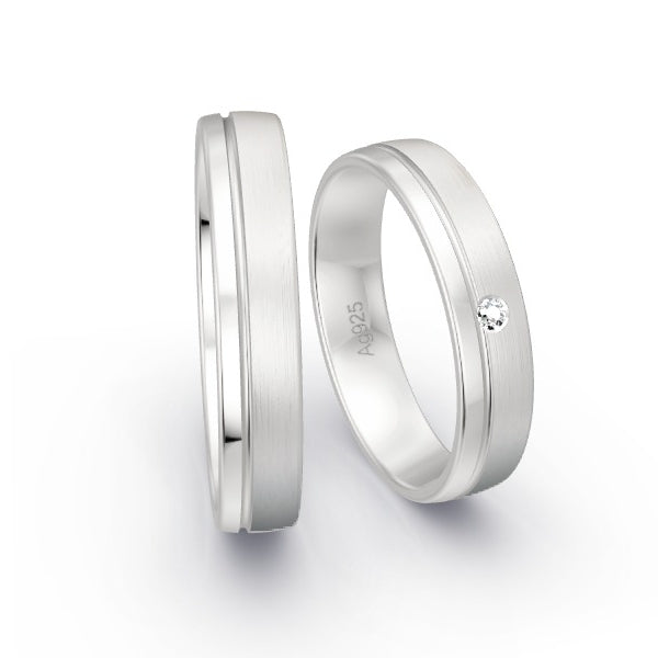 Trauringe Silber 925 mit 0.02 ct. Brillanten GR15764