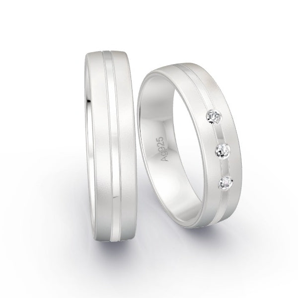 Trauringe Silber 925 mit 0.06 ct. Brillanten GR15765