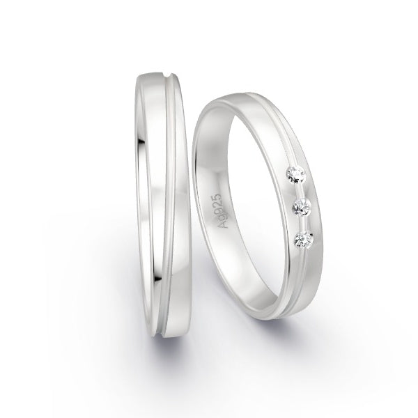 Trauringe Silber 925 mit 0.045 ct. Brillanten GR15766