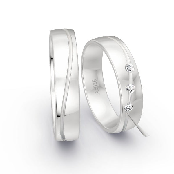 Trauringe Silber 925 mit 0.06 ct. Brillanten GR15767
