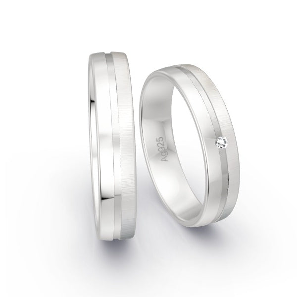 Trauringe Silber 925 mit 0.01 ct. Brillanten GR15771