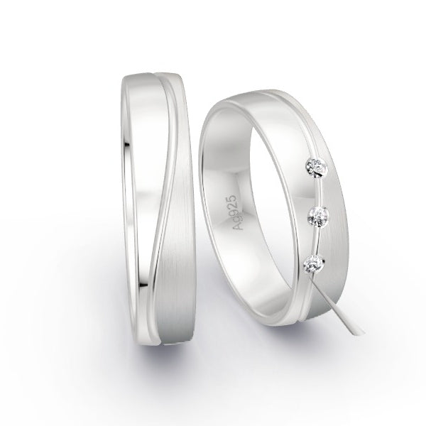 Trauringe Silber 925 mit 0.06 ct. Brillanten GR15774