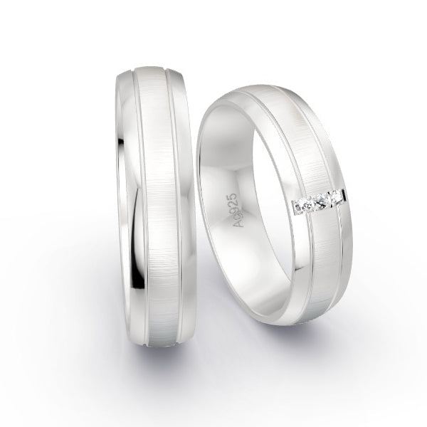 Trauringe Silber 925 mit 0.03 ct. Brillanten GR15776