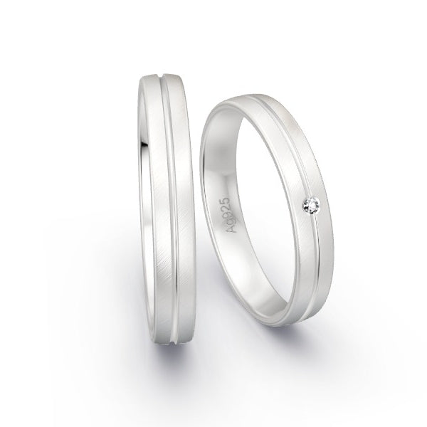 Trauringe Silber 925 mit 0.01 ct. Brillanten GR15777