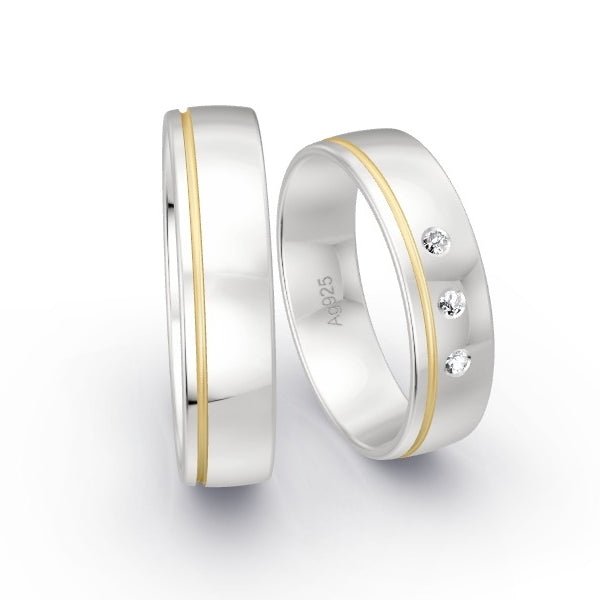 Trauringe Silber 925 mit 0.045 ct. Brillanten GR15782