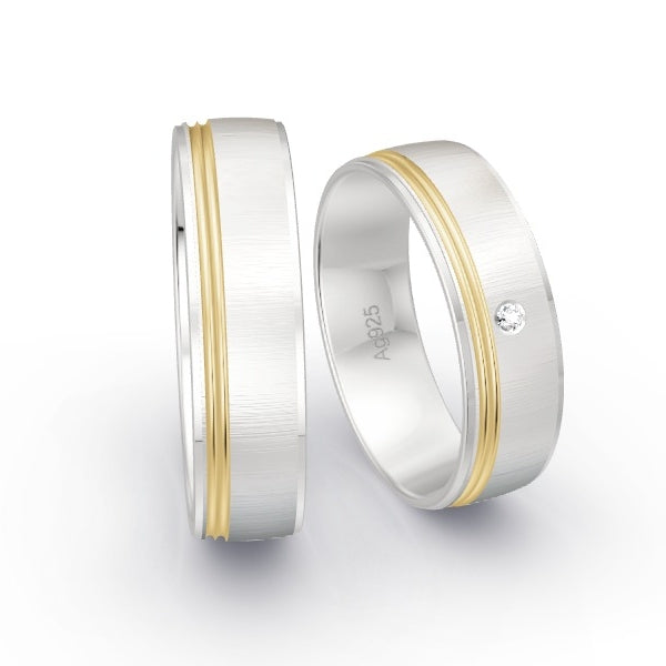 Trauringe Silber 925 mit 0.015 ct. Brillanten GR15783