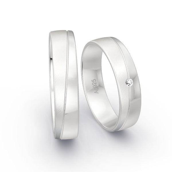 Trauringe Silber 925 mit 0.01 ct. Brillanten GR15784