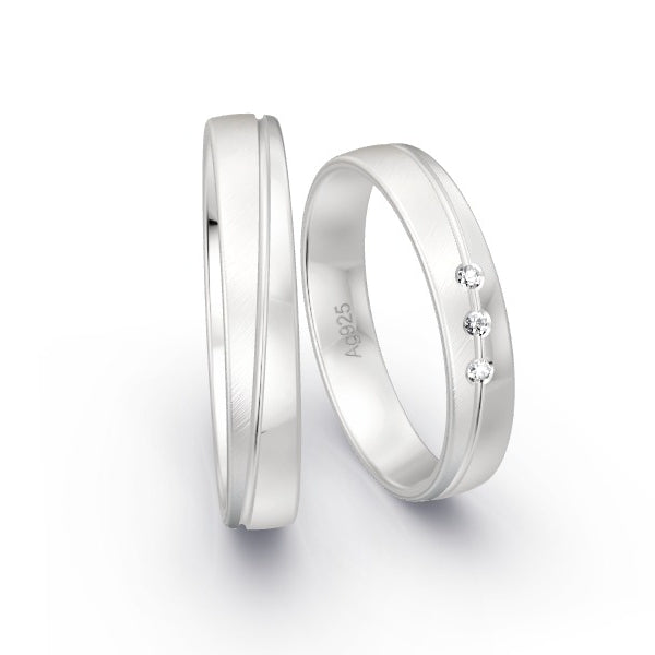 Trauringe Silber 925 mit 0.03 ct. Brillanten GR15786