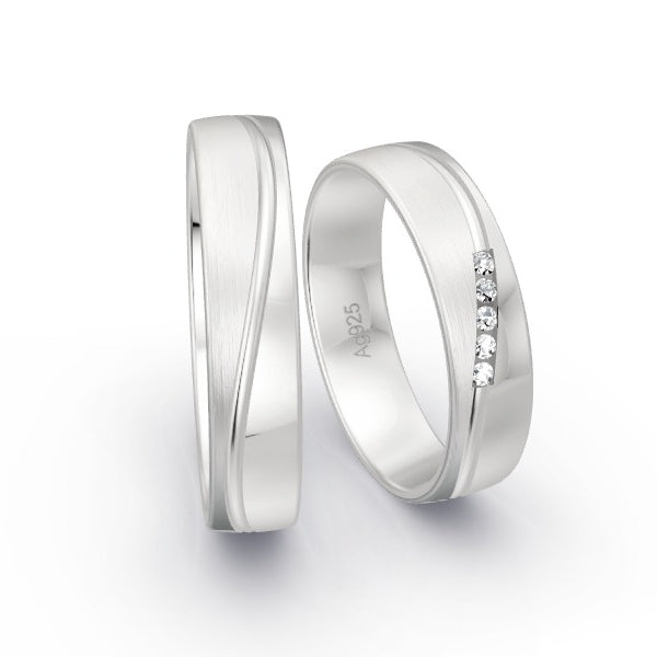 Trauringe Silber 925 mit 0.05 ct. Brillanten GR15787