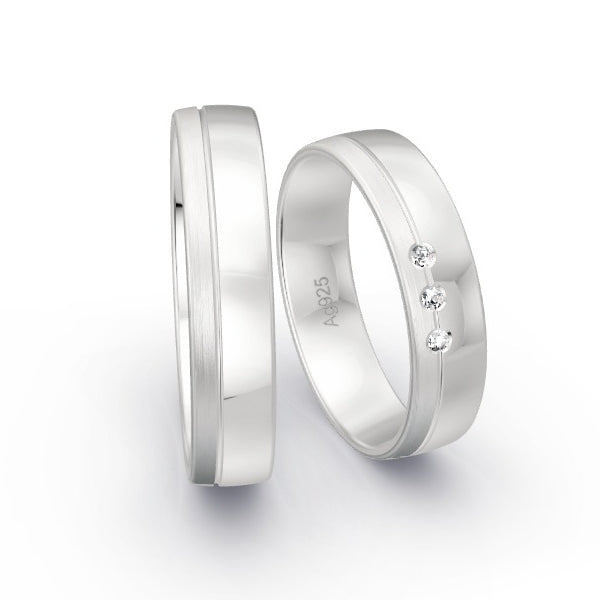 Trauringe Silber 925 mit 0.03 ct. Brillanten GR15789