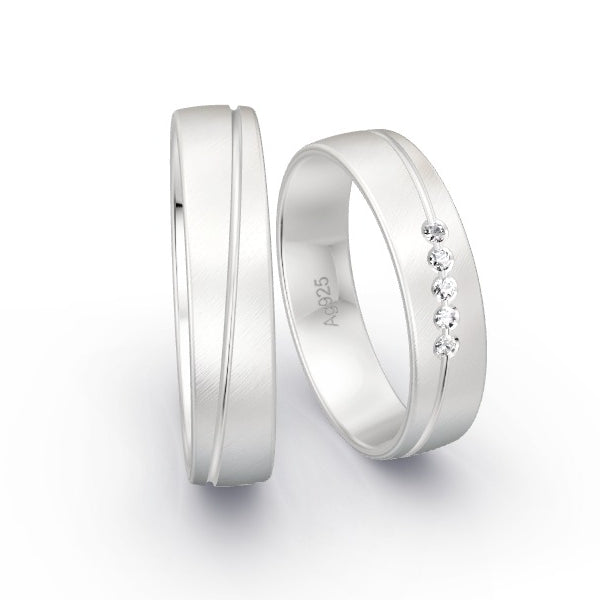 Trauringe Silber 925 mit 0.05 ct. Brillanten GR15790