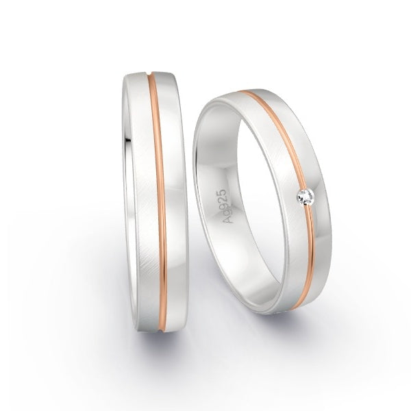 Trauringe Silber 925 mit 0.01 ct. Brillanten GR15791