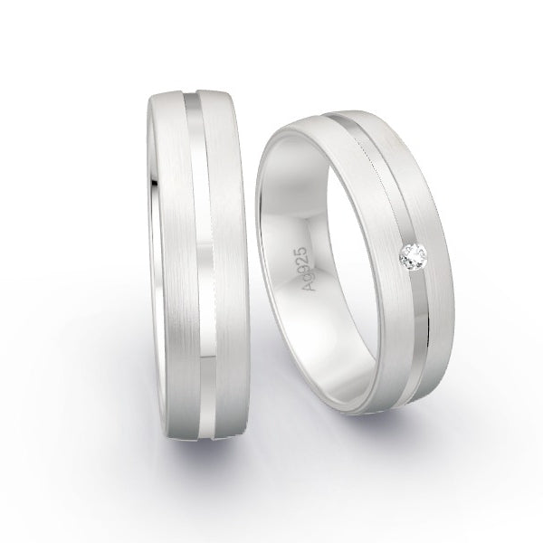 Trauringe Silber 925 mit 0.02 ct. Brillanten GR15793