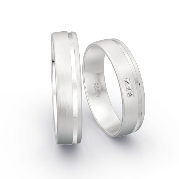Trauringe Silber 925 mit 0.015 ct. Brillanten GR15795