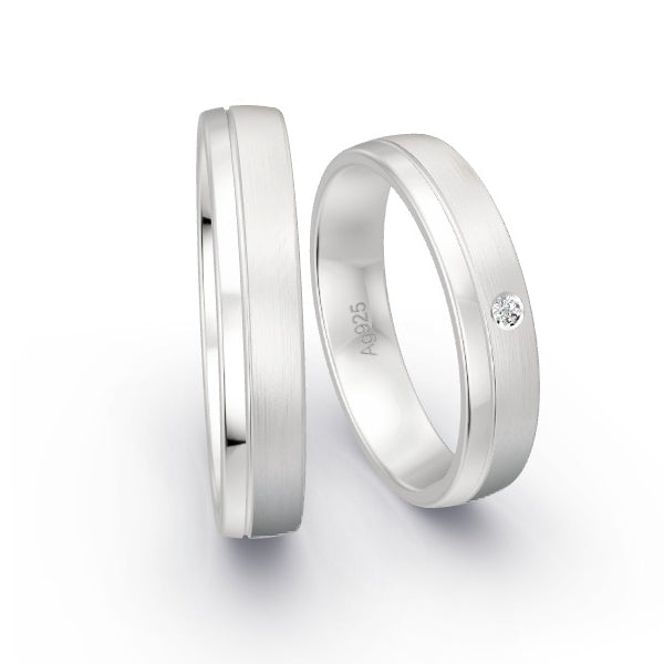 Trauringe Silber 925 mit 0.02 ct. Brillanten GR15796