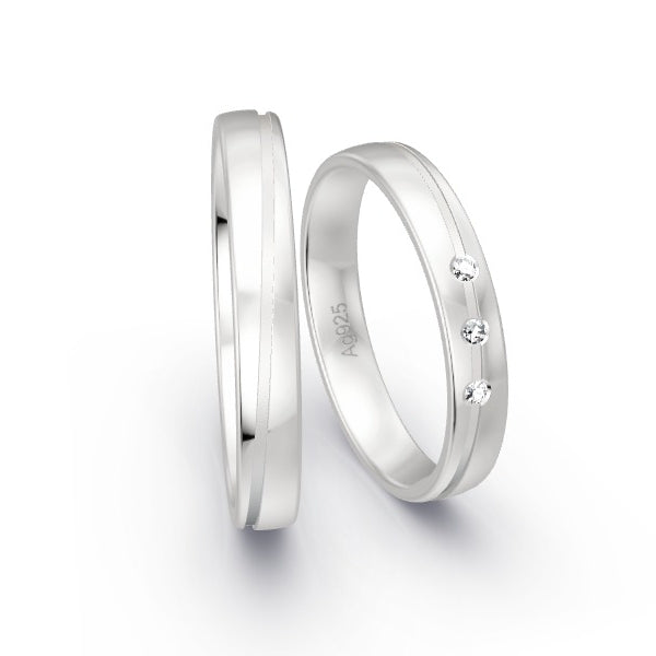Trauringe Silber 925 mit 0.03 ct. Brillanten GR15797