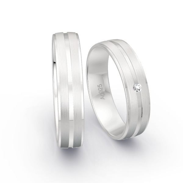 Trauringe Silber 925 mit 0.015 ct. Brillanten GR15799